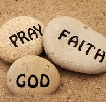 Rocks with Pray, Faith. God on them