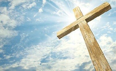 Picture of a cross with a sky background